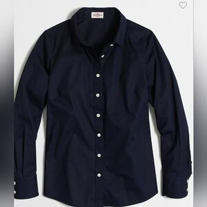 J Crew Haberdashery Shirt Navy Button Front NWT 66410